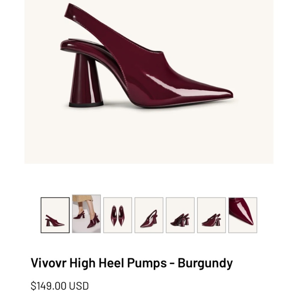 JW PEI New Vivovr Burgundy Heel Slingback Pumps Size 8 - Picture 2 of 14